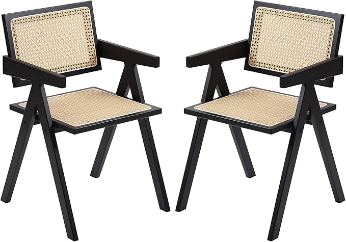 Furlide Rattan Dining Chairs Set of 2, Modern Mid Century Dining Chairs by Furlide