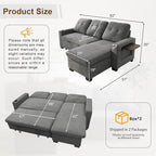 82" L Shaped Sleeper Sofa Bed, Pull Out Sectional Couch - Image 2