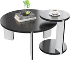 GDFStudio Round Nesting Coffee Table Set of 2, Modern Wooden Accent Side Table - Image 8
