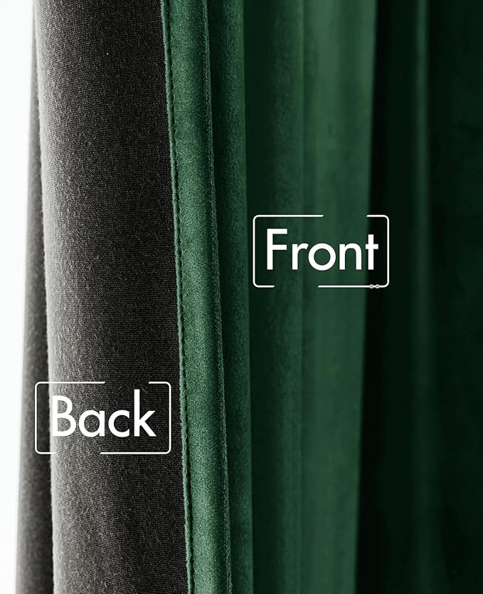 MIULEE Velvet Curtains 52x90 inches 2 Panels Hunter Green Blackout Curtains | - Image 6