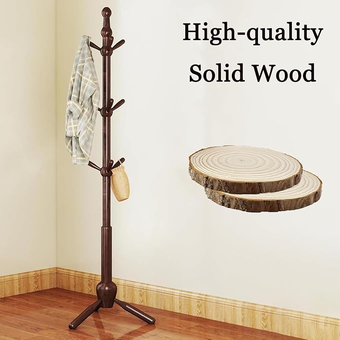 Solid Wood Coat Rack Stand, Vintage Heavy Duty Coat Hanger Stand - Image 2