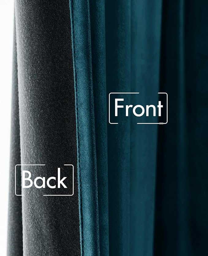 MIULEE Peacock Blue Velvet Curtains 52x96 inches 2 Panels Blackout Curtains | - Image 6