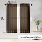 Sheer Curtains 54 inches Long for Living Room Bedroom, Rod Pocket Light - Image 2