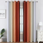 Burnt Orange and Greyish White Ombre Blackout Curtains 52Wx84L Inch Long | - Image 2