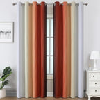 Burnt Orange and Greyish White Ombre Blackout Curtains 52Wx108L Inch Long | - Image 2