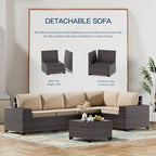 Kullavik Outdoor Patio Furniture Set, 12 Pieces Sectional Rattan Sofa Set Brown - Image 7