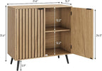 Smuxee Fluted Sideboard Cabinet, Freestanding Natural Buffet Cabinet - Image 2