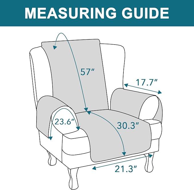 Turquoize 100% Waterproof Wing Chair Cover Wing Armchair Slipcovers Chair Couch - Image 6