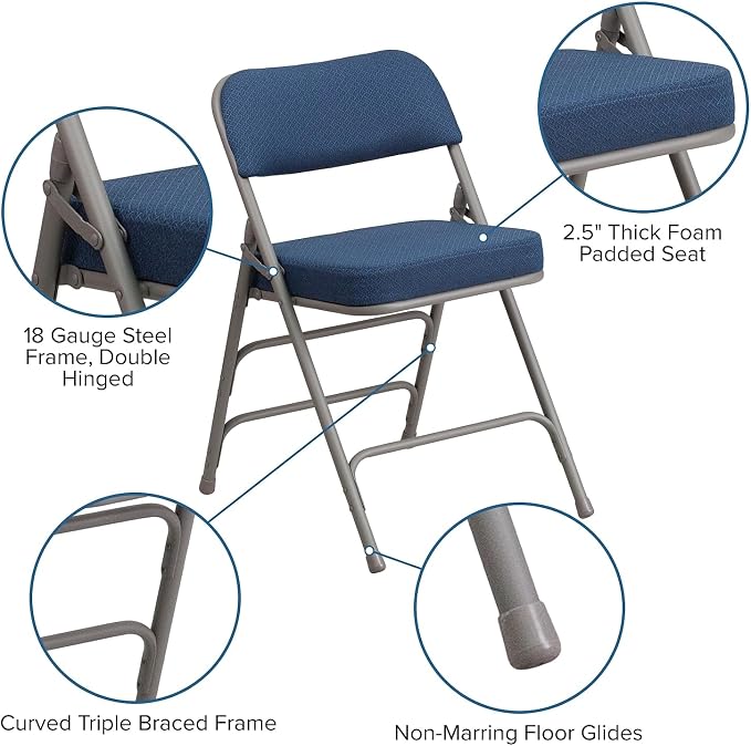 Flash Furniture 4 Pack HERCULES Series Premium Curved Triple Braced & Double - Image 6