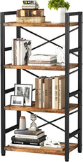 Homeiju Bookshelf, 4 Tier Small Bookcase, Organizers and Storage, Metal Small by Homeiju