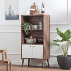 Modway EEI-6230-WAL-WHI Transmit Display Cabinet Bookshelf, Walnut White - Image 9