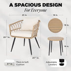Idzo Heavy Duty 500lbs Weight Capacity Wicker Bistro Table and Chairs Set of 2 - Image 3