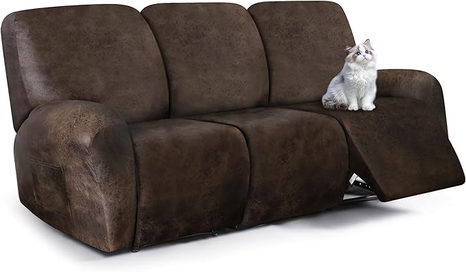 ANARACHON Leather Look Recliner Couch Cover, 8-Pieces Stretch Recliner Sofa by ANARACHON
