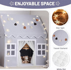 Kids Play Tent Indoor: Mat, Tassel Garland, Star Lights - Image 3