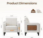 Accent Chair for Living Room Modern Linen Upholstered Armchair Side Wooden - Image 3