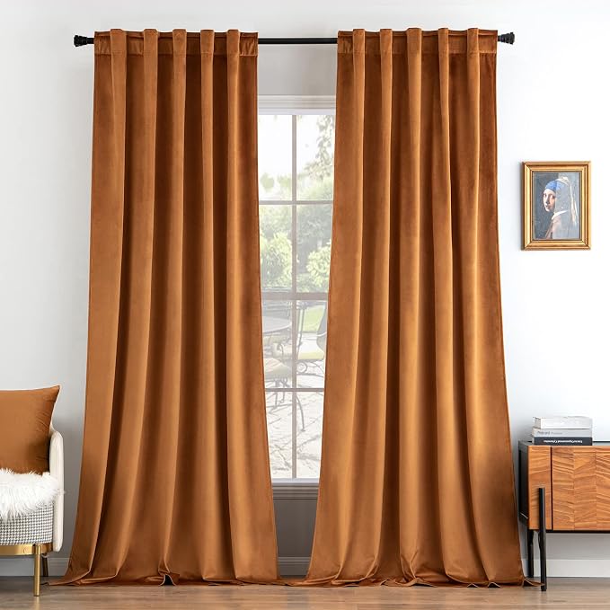 MIULEE Velvet Curtains 52x84 inches 2 Panels Gold Brown Blackout Curtains | by MIULEE