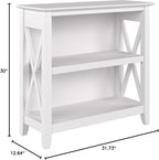 Bush Home Key West Small 2 Shelf Bookcase in Pure White Oak, Compact Home - Image 3