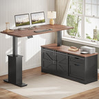 SEDETA Farmhouse L Shaped Standing Desk, 55 inch Height Adjustable Corner Desk - Image 3