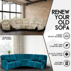 LightInTheBox 7-Piece Velvet Stretch Reclining Couch Covers 5 Seats Corner Sofa - Image 3