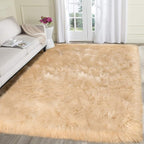SERISSA 6x9 Fluffy Beige Faux Fur Area Rug - Image 2