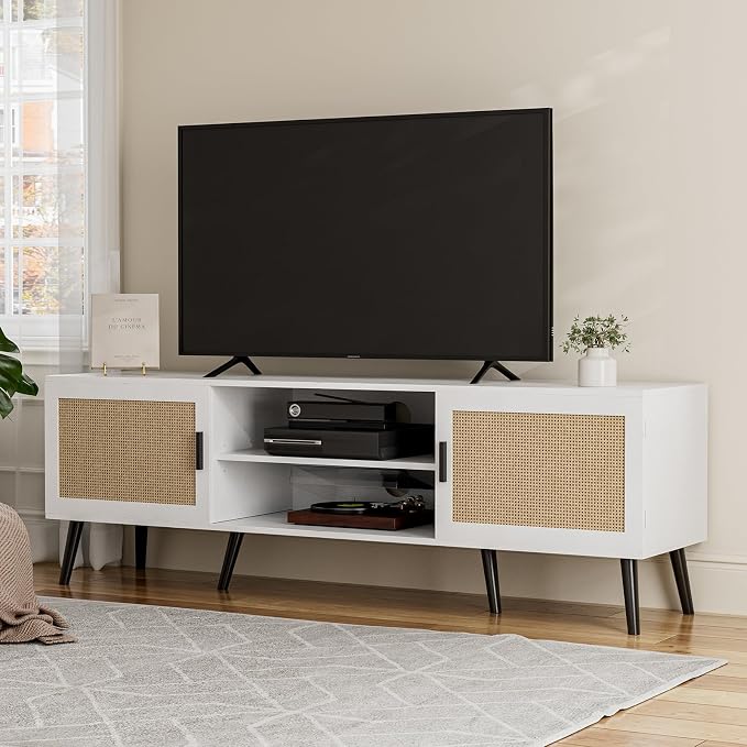 ZttRiee TV Stand for TVs up to 65'', Mid Century Modern Entertainment Center - Image 7