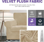 ZNSAYOTX Luxury Velvet Couch Cover 4 Piece Stretch Sofa Covers - Image 3
