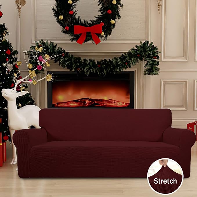 Easy-Going Stretch Oversized Sofa Couch Slipcover Washable Wine | 1-Piece Extra - Image 2