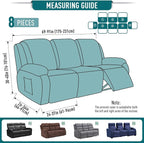 TAOCOCO Recliner Sofa Covers 8-Pieces Stretch Large Couch Covers - Image 5