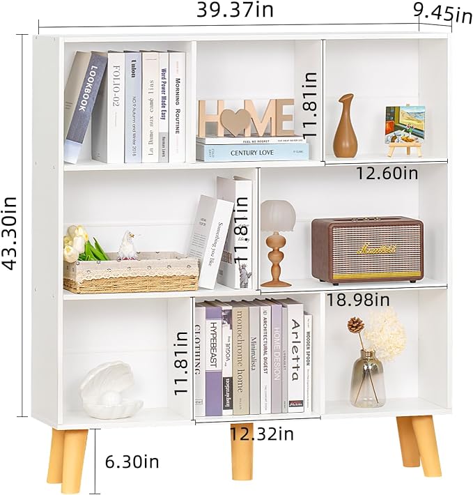 YAHARBO 8 Cube White Bookshelf, 3 Tier Book Shelf - Image 3