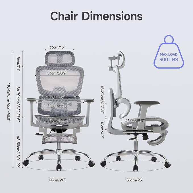 Office Chair with Footrest, Ergonomic Chair with 3D Headrest, Computer Chair - Image 3