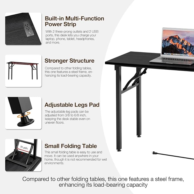 TEMI Long Computer Desk Folding Table - Image 7