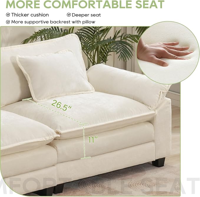 Oprisen 53" Modular Sectional Sofa, Comfy Cloud Couch Sectional Sofa - Image 4