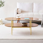 LumFurn Oval Glass Coffee Table, Mid-Century Modern Design, L41 x W21 x H17 inch - Image 4