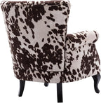 Mid Century Modern Accent Chair Upholstered Armchair Comfy Cowhide-Print Fabric - Image 8