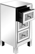 VINGLI 3-Drawer Mirrored Nightstand Bedside Table Glass Accent End Table by VINGLI
