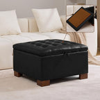 WUTUTUEE 30" Faux Leather Square Storage Ottoman by WUTUTUEE