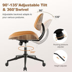 Armless Office Chair with Wheels, PU Leather Adjustable Height Desk Chair - Image 4