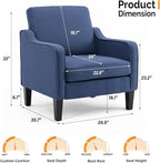 VINGLI Navy Blue Accent Chairs for Living Room, Line Comfy Upholstered Chair - Image 2