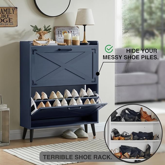 Barnyatoh Shoe Storage Cabinet, Farmhouse Shoe Organizer - Image 3