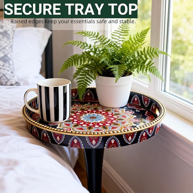 Gesodant Boho Chic Round Side Table, Stable Hourglass Pedestal Base, Unique - Image 6