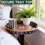 Gesodant Boho Chic Round Side Table, Stable Hourglass Pedestal Base, Unique - Image 6