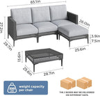 Jocoevol 5 Pieces Outdoor Patio Conversation Set – Rattan L-Shaped Corner Sofa - Image 9