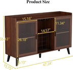 Auromie Wine Bar Cabinet with Led Light, Home Coffee Cabinet with Wine and - Image 3