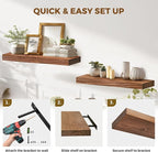 24x8x1.6 inch Floating Shelves Set of 2 – Solid Wood Rustic Brown Wall Mounted - Image 5