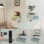 Floating Book Shelves for Wall, 4 Tier Invisible Floating Bookshelf, Vertical - Image 6
