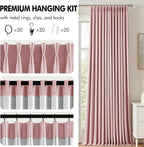 MIULEE Pink Pinch Pleated 100% Blackout Linen Curtains 40x63 Inches | Room - Image 8