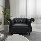Mid-Century Sofa Chair, Faux Leather Accent Chair - Image 3