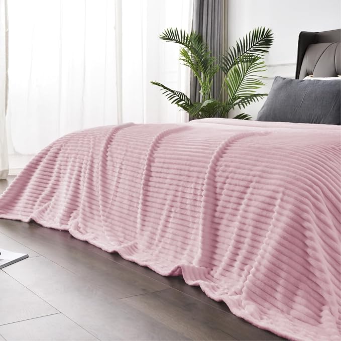 BEDELITE Ribbed Cherry Blossom Fleece Throw Blanket - Image 5