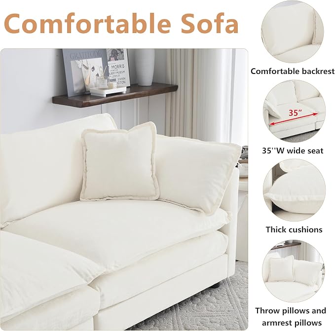 mikibama Luxury 3 Piece Sofa Set, 2 Pieces of Single Sofa and 1 Piece of 3 - Image 3