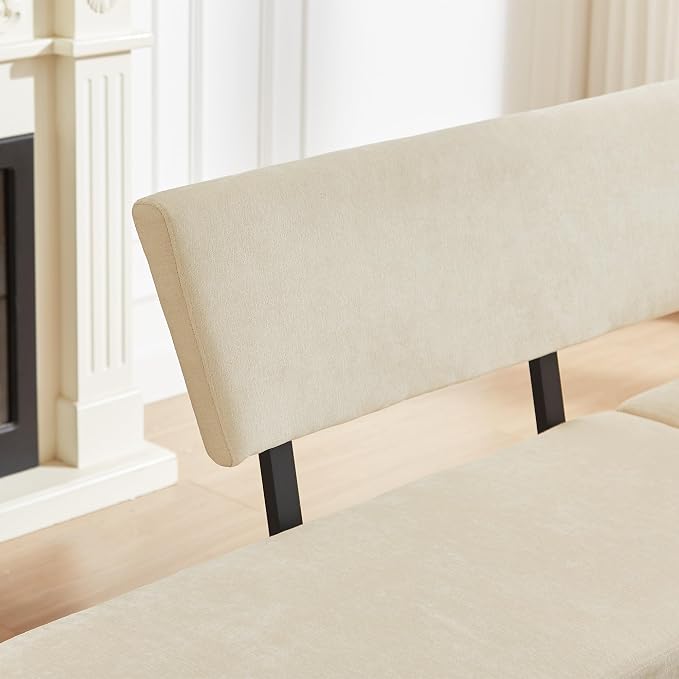 HIPIHOM Modern L-Shaped Dining Bench, 67 Inch Fabric Upholstered Corner Sofa - Image 6